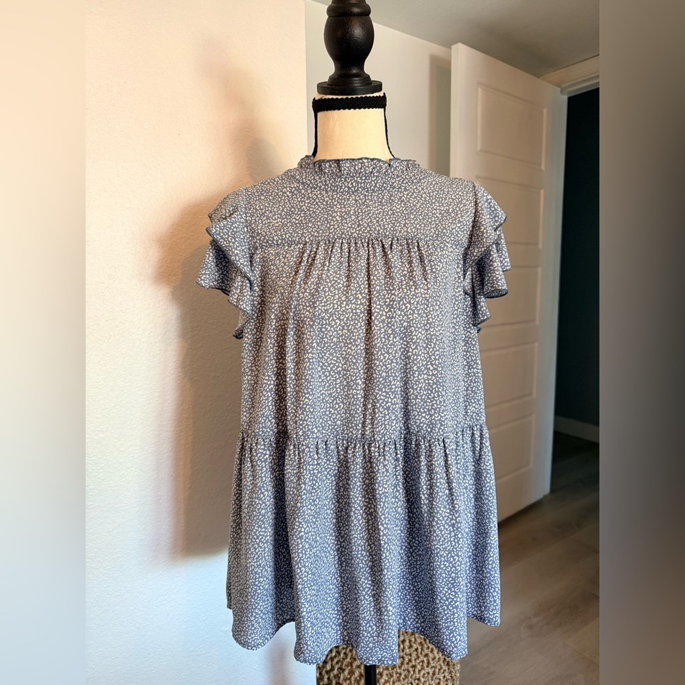 JODIFL Blue and White Patterned Top